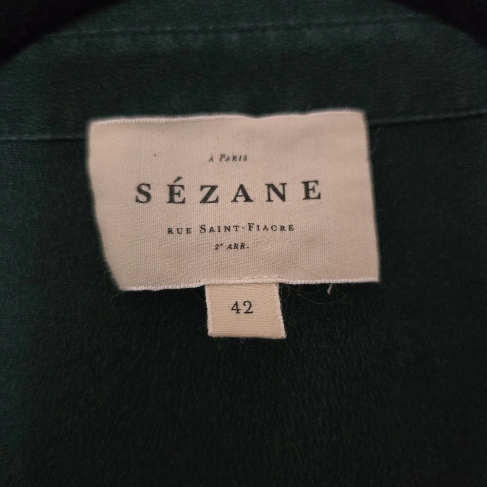 Sezane Vito Silk Shirt Bottle Green - Size 10, VGUC - Picture 3 of 5